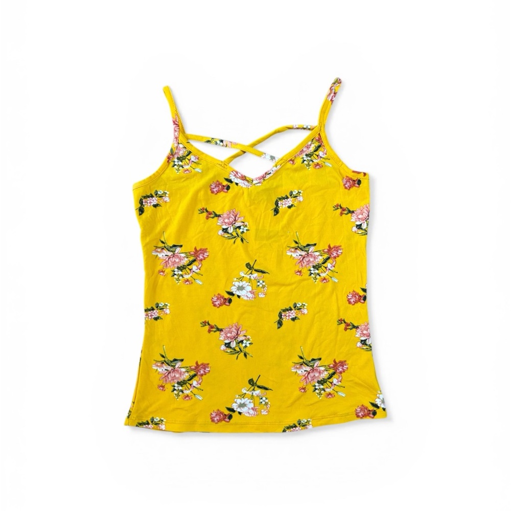 Y2K Rue21 Yellow Floral Crisscross Cami